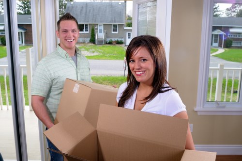 Moving day checklist and boxed household items