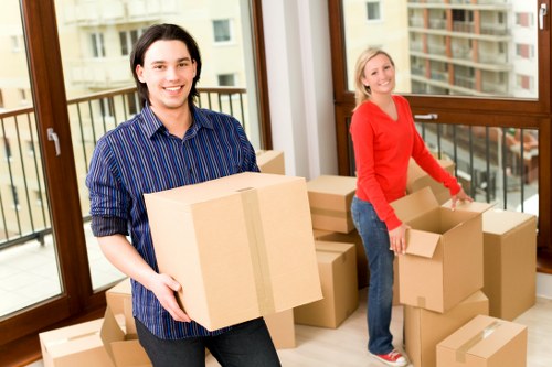 Packed boxes and household items ready for transport